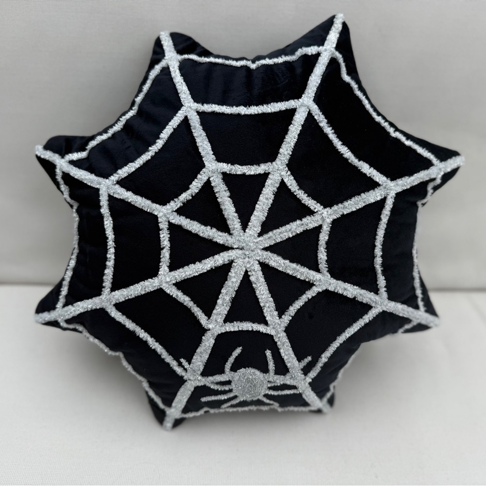 Black and Silver Spider Web Pillow
